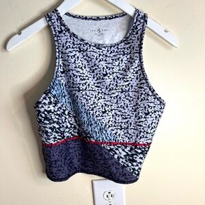 Lou & Grey Navy and White Patterned Crop Top Activewear